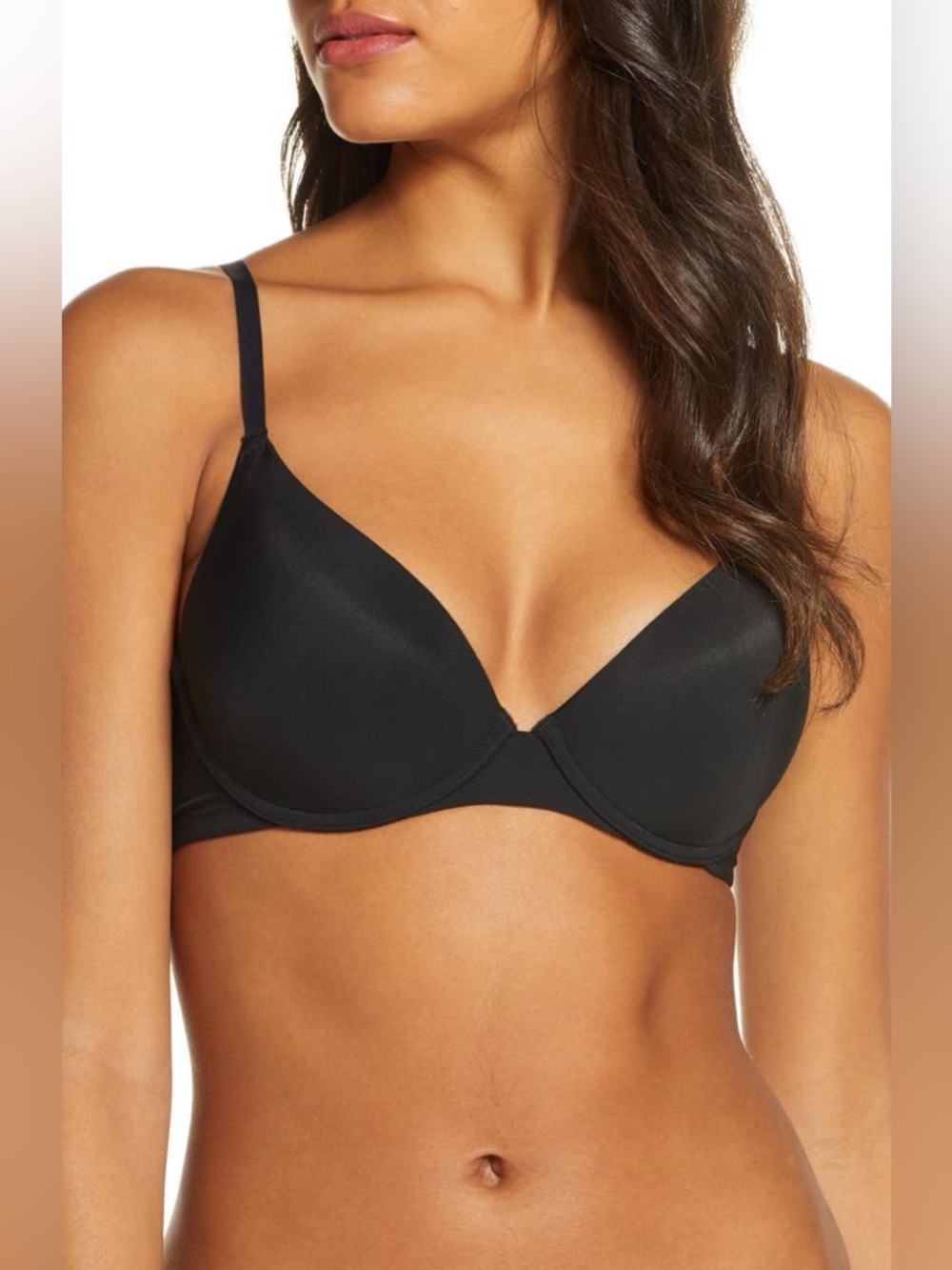 Natori Minimal Push Up Convertible Bra 32D Black Plunge T-Shirt NWT